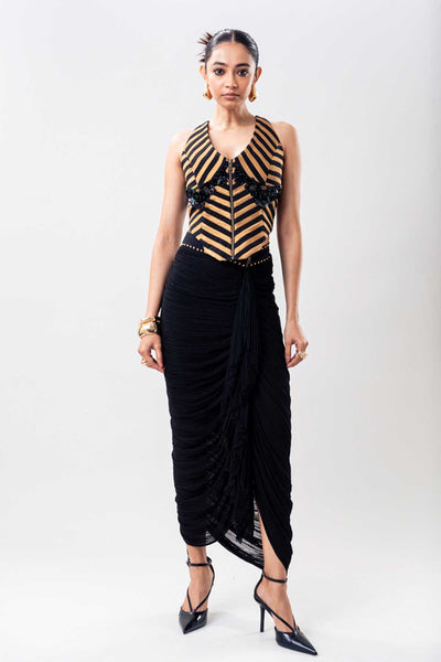 Nupur Kanoi Top Black Skirt Set indian designer wear online shopping melange singapore 