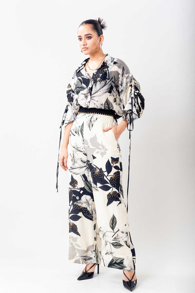 Nupur Kanoi Top Printed Shirt Pants Set indian designer wear online shopping melange singapore 