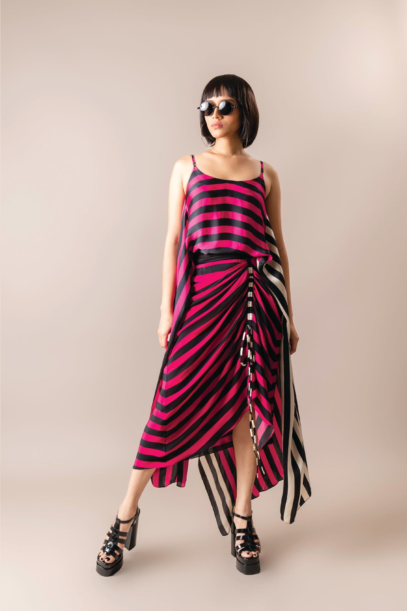 Nupur Kanoi Top Singlet And Skirt Magenta indian designer wear online shopping melange singapore