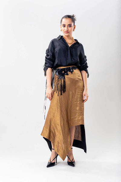 Nupur Kanoi Top Skirt Set Black indian designer wear online shopping melange singapore 
