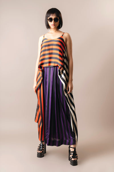 Nupur Kanoi Top With Lungi Tangerine indian designer wear online shopping melange singapore