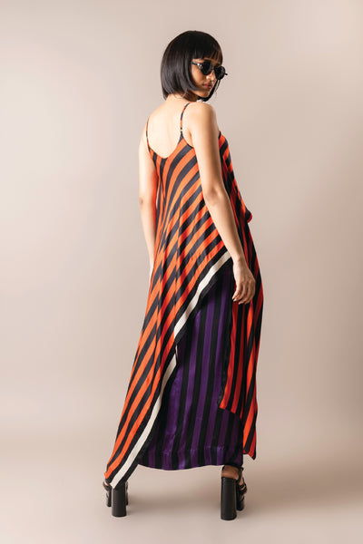 Nupur Kanoi Top With Lungi Tangerine indian designer wear online shopping melange singapore
