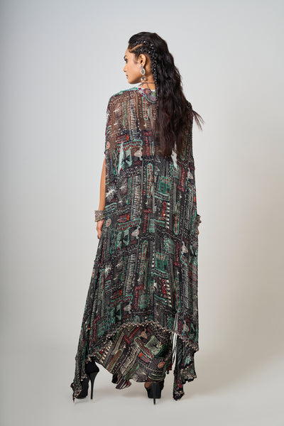 Nupur Kanoi Tribal Cape And Skirt Set indian designer wear online shopping melange singapore
