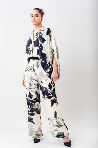 Nupur Kanoi White Balloon Top A Line Pant Set indian designer wear online shopping melange singapore 