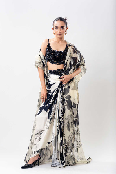 Nupur Kanoi White Front Knot Skirt Set indian designer wear online shopping melange singapore 
