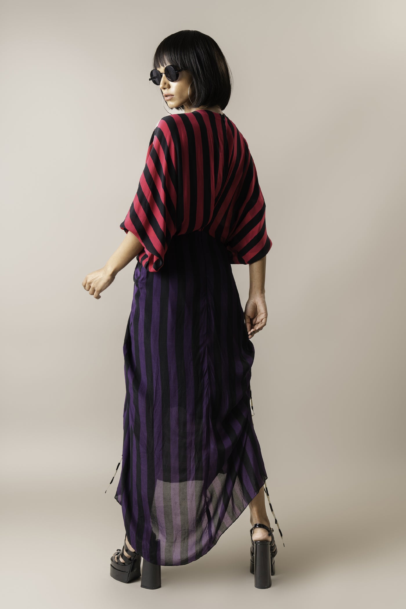 Nupur Kanoi Wrap Dress Magenta And Aubergine indian designer wear online shopping melange singapore