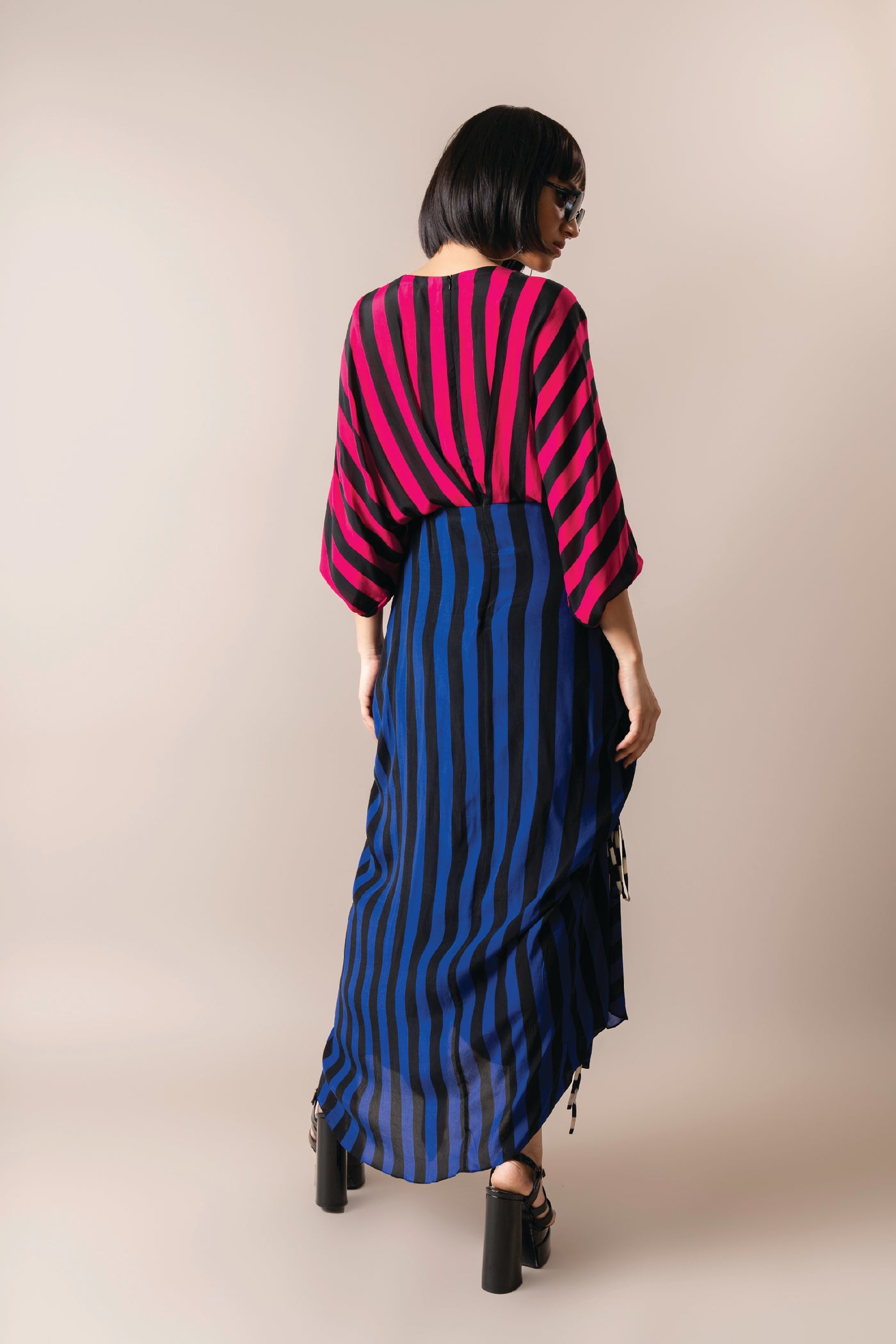 Nupur Kanoi Wrap Dress Magenta & Cobalt indian designer wear online shopping melange singapore