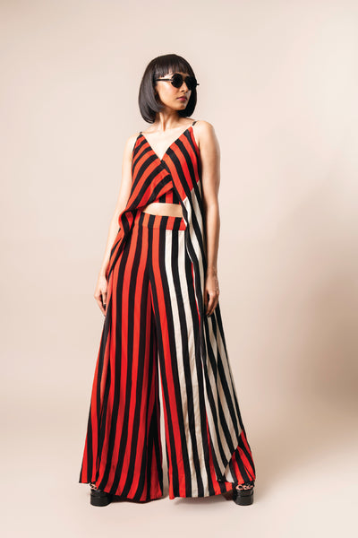Nupur Kanoi Wrap Singlet Top And A- Line Pants Tangerine indian designer wear online shopping melange singapore
