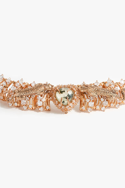 Outhous La Leopard Choker in Prehnite indian designer wear online shopping melange singapore 
