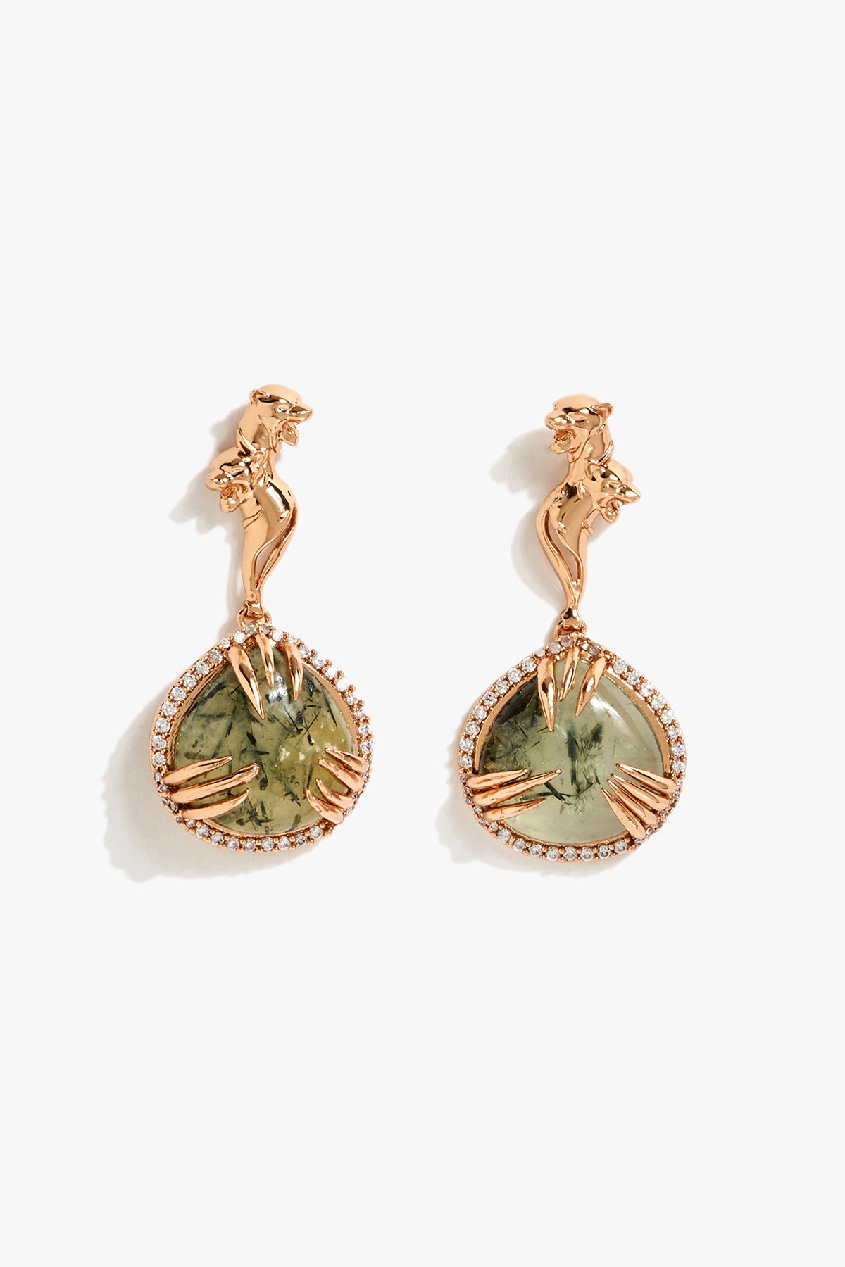 Outhous La Leopard Claw Drop Earrings in Prehnite indian designer wear online shopping melange singapore 
