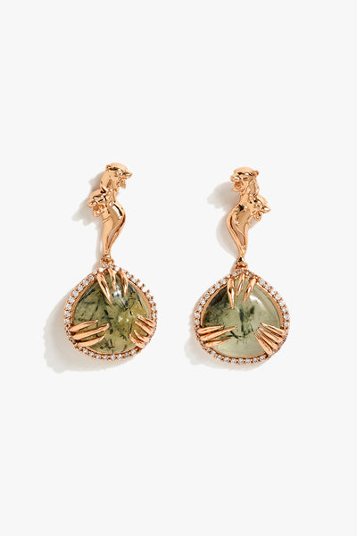 Outhous La Leopard Claw Drop Earrings in Prehnite indian designer wear online shopping melange singapore 
