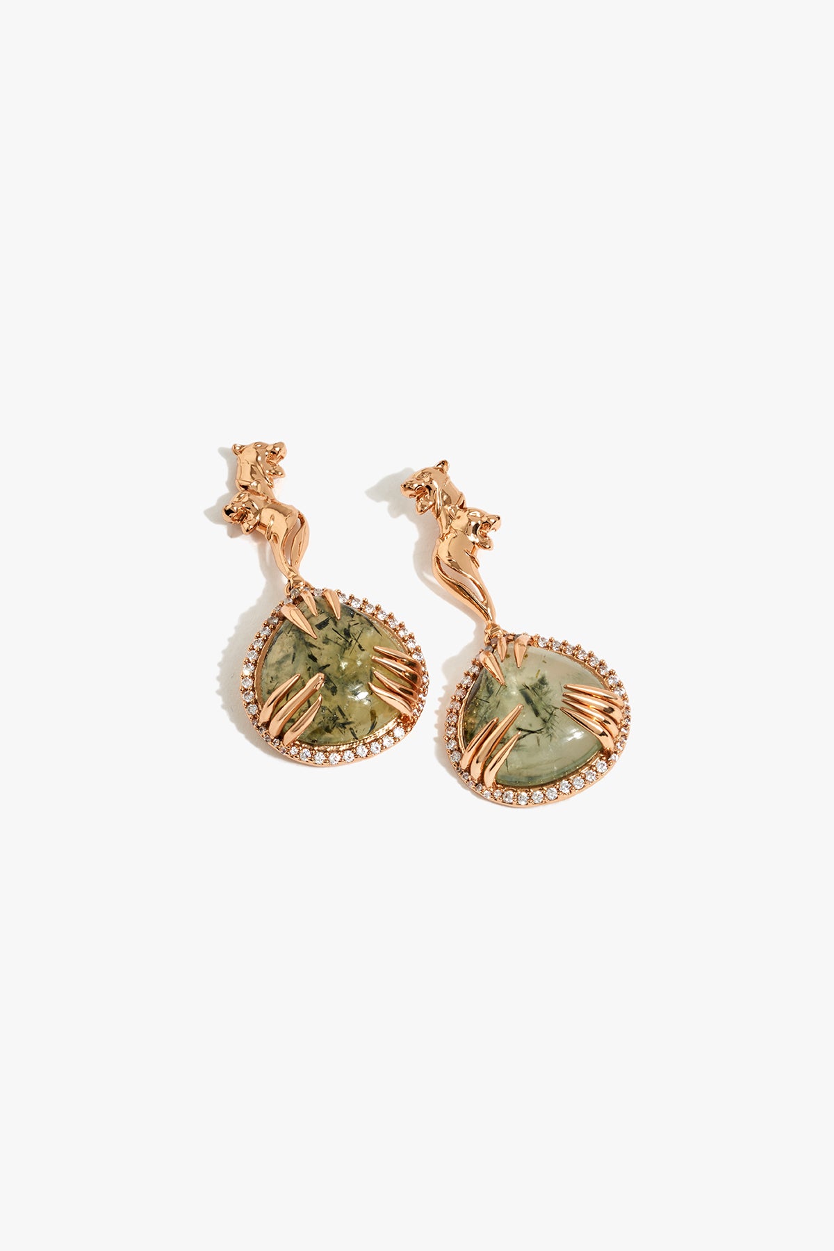 Outhous La Leopard Claw Drop Earrings in Prehnite indian designer wear online shopping melange singapore 
