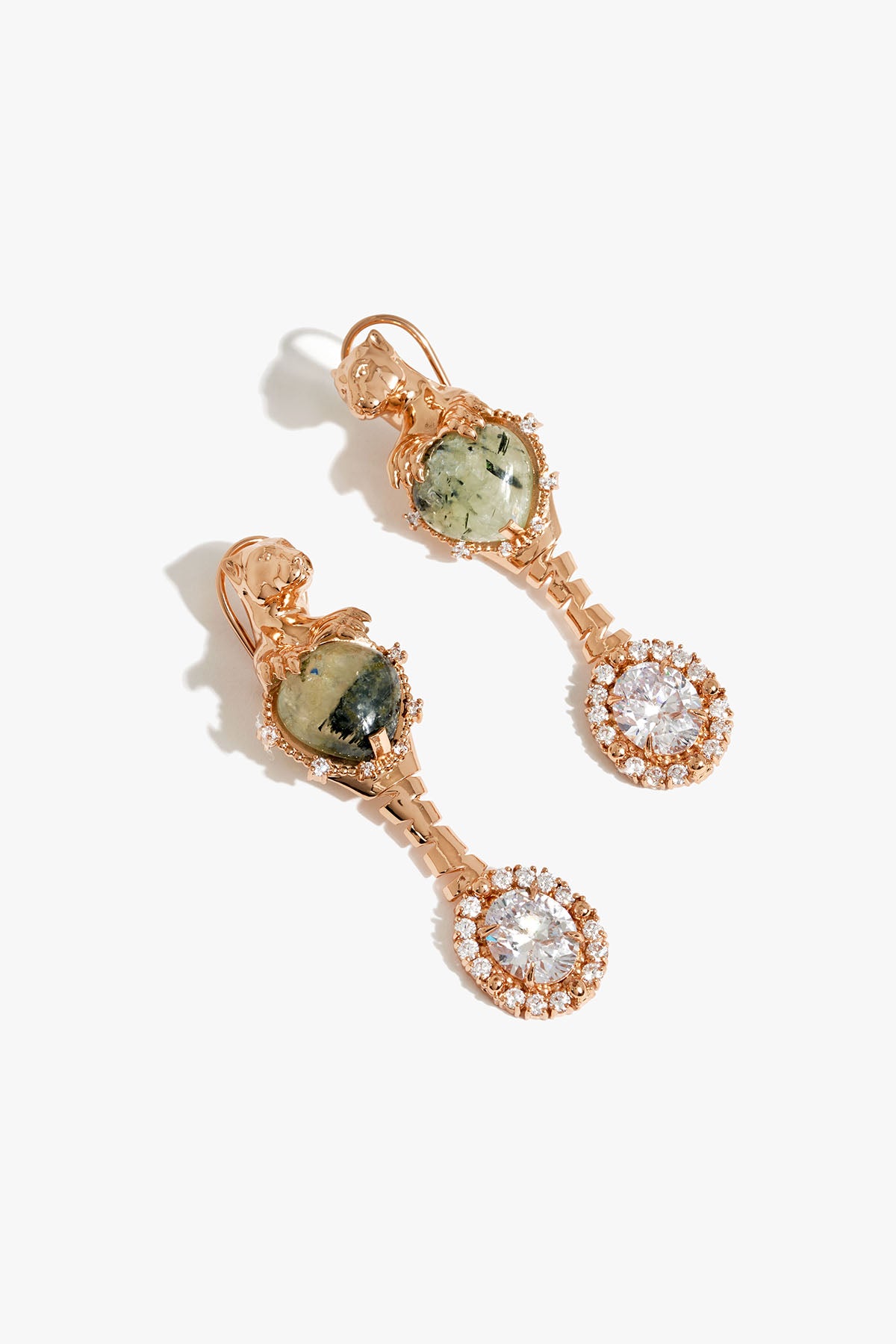 Outhous Leopard Trail Drop Earrings in Prehnite indian designer wear online shopping melange singapore 