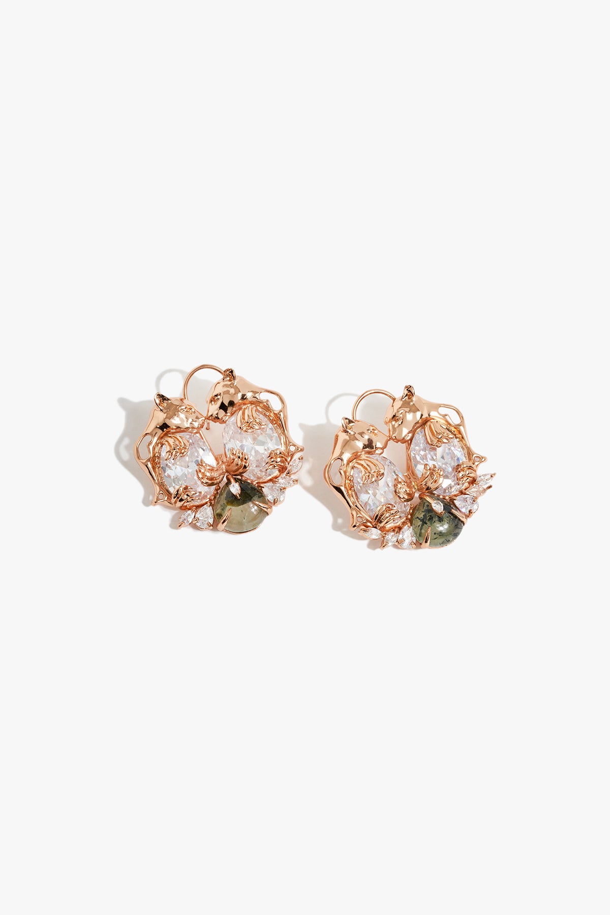 Outhous Leopard Triumph Studs in Prehnite indian designer wear online shopping melange singapore 