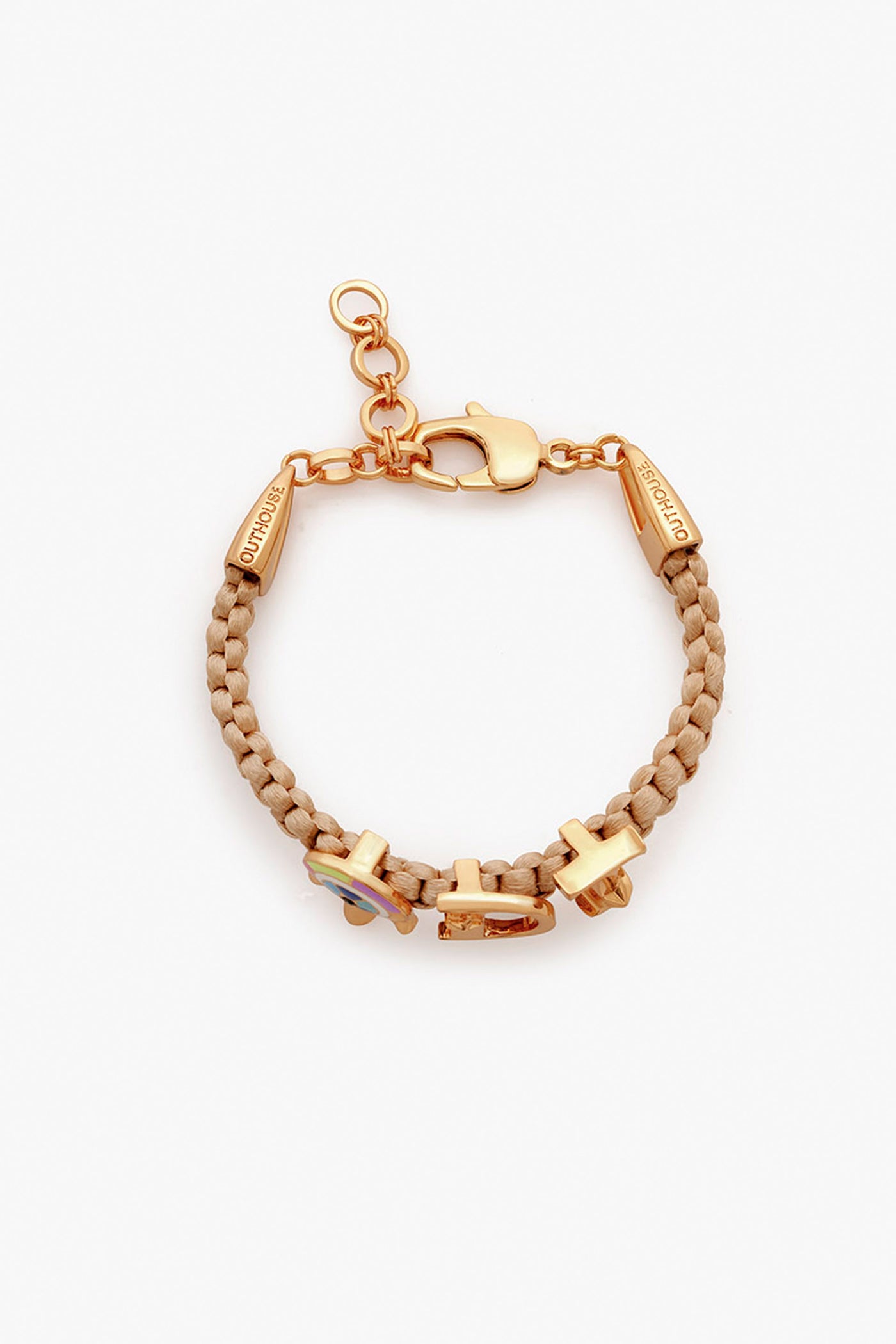 Outhouse Love Links Bracelet In Sand Brown Gold Finish jewellery indian designer wear online shopping melange singapore