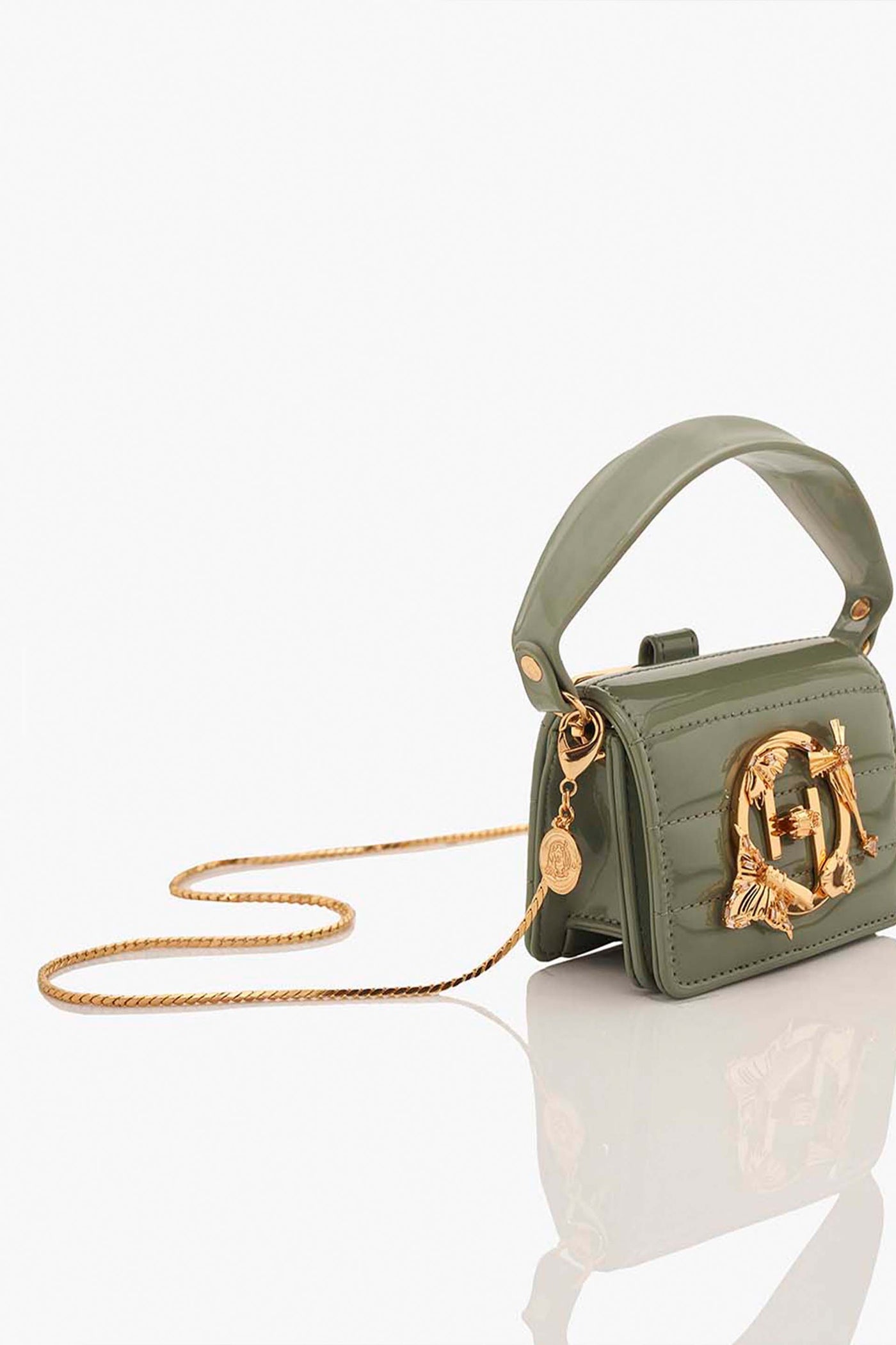 Outhouse Oh V Furbie In Olive accessories online shopping melange singapore indian designer wear