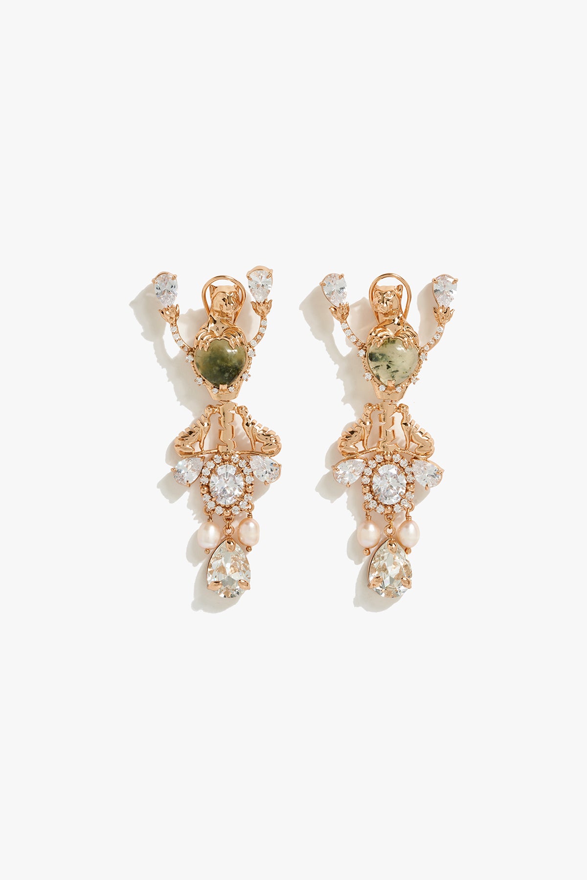 Outhous Trinity of Leopard Earrings in Prehnite indian designer wear online shopping melange singapore 