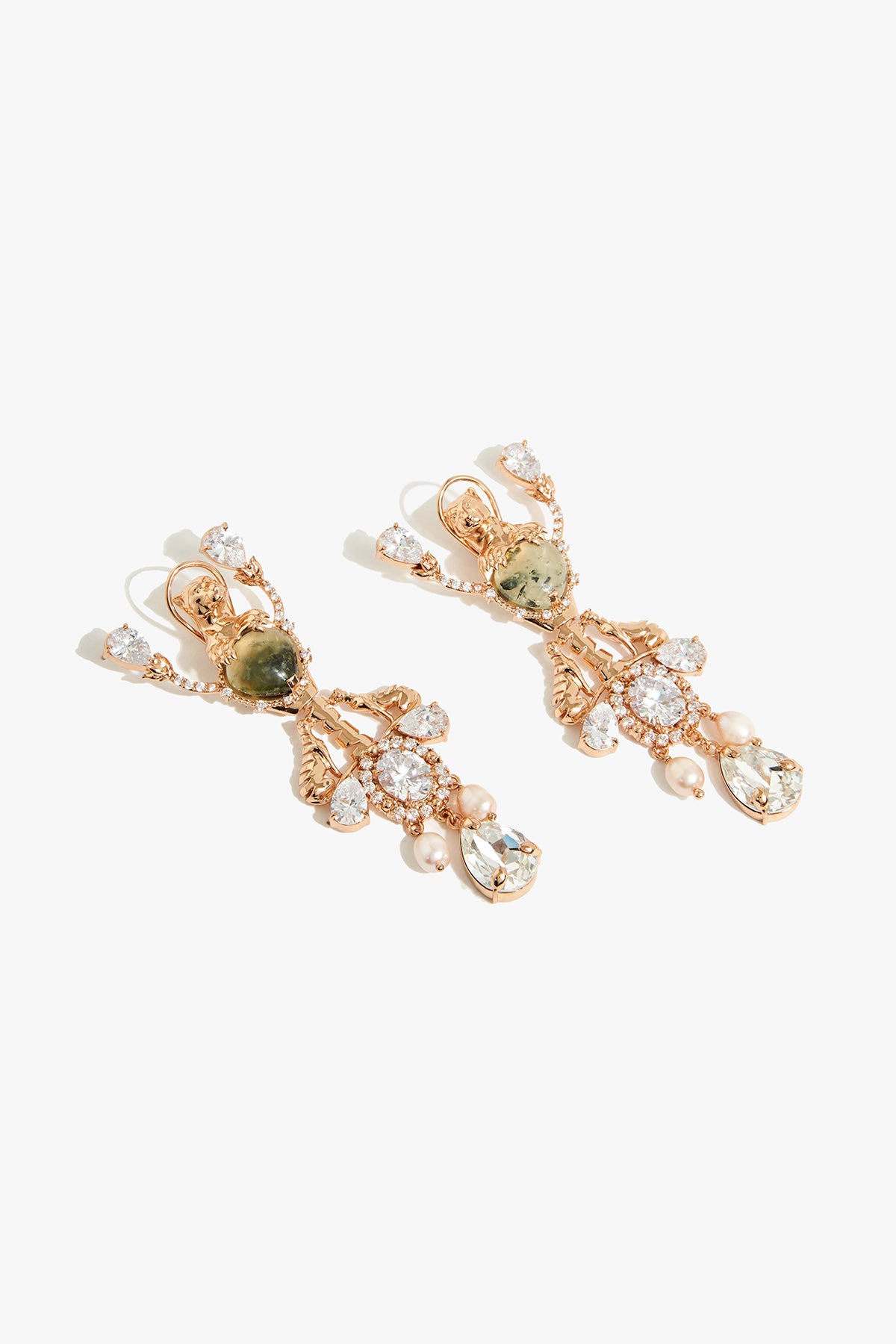 Outhous Trinity of Leopard Earrings in Prehnite indian designer wear online shopping melange singapore 