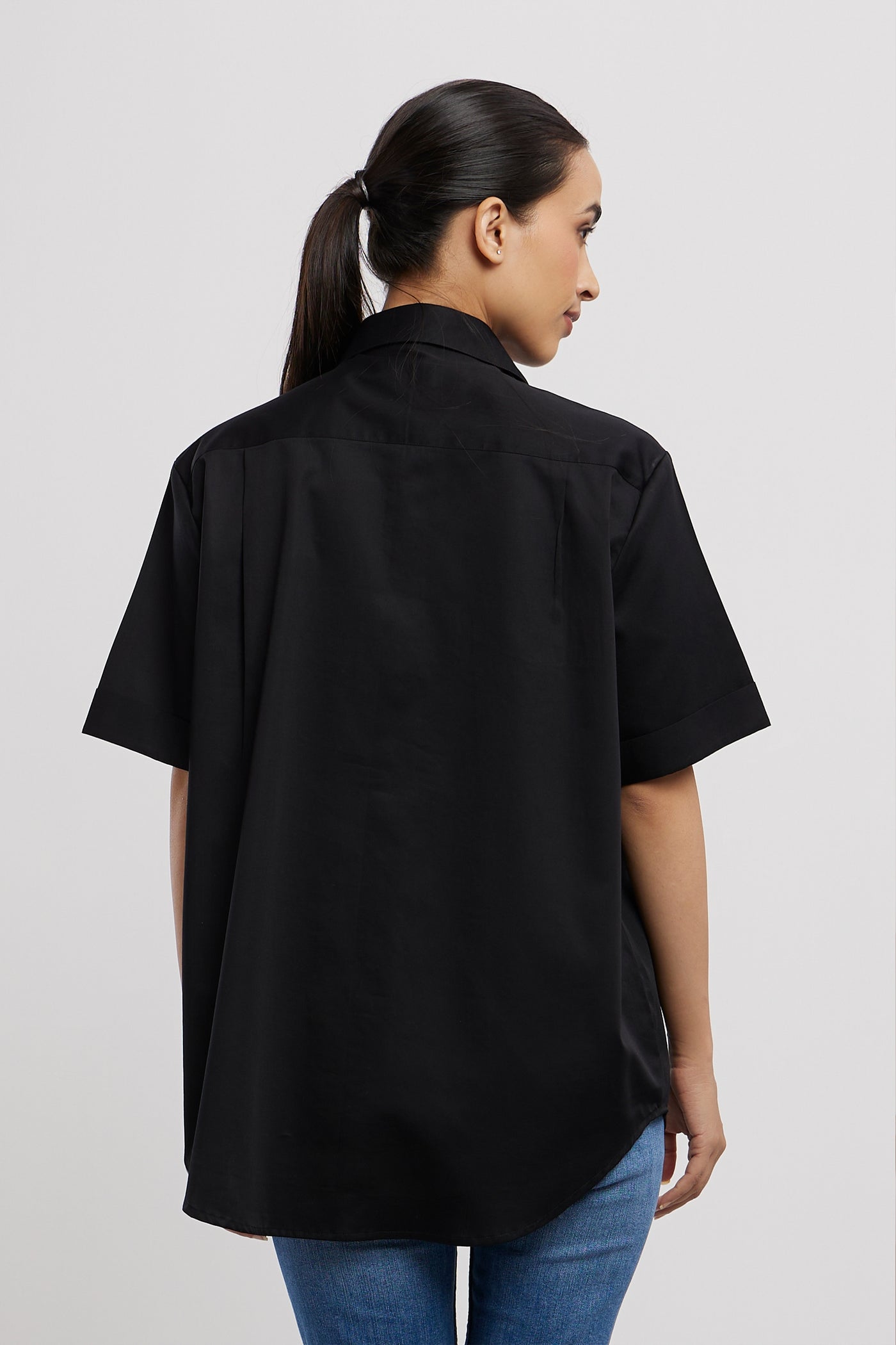 Pallavi Swadi 2 Pocket Black Fringe Shirt indian designer wear online shopping melange singapore