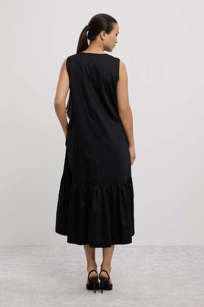 Pallavi Swadi Black Big Swarovski Heart Frill Dress Long indian designer wear online shopping melange singapore
