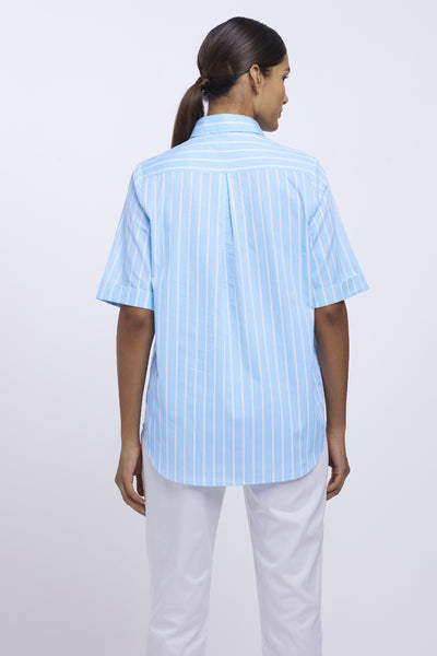 Pallavi Swadi Blue Stripe Star Fringe Shirt indian designer online shopping melange singapore