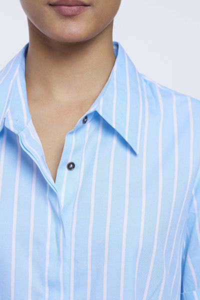 Pallavi Swadi Blue Stripes Butto -Down Dress indian designer online shopping melange singapore