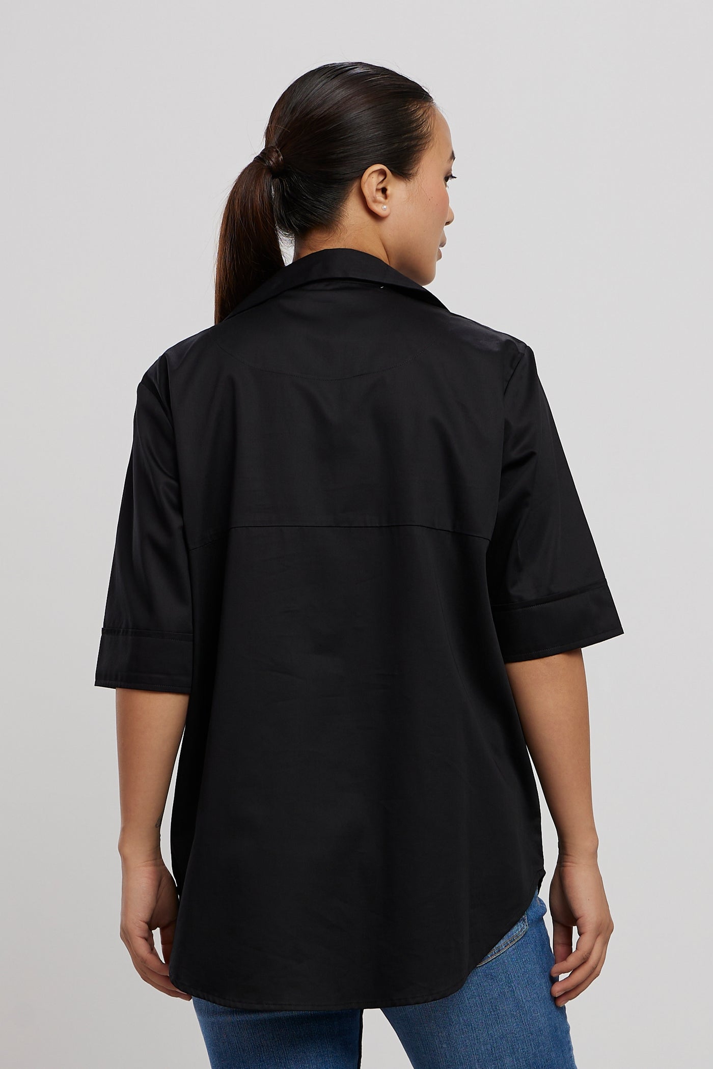 Pallavi Swadi Classic Black Shirt indian designer wear online shopping melange singapore
