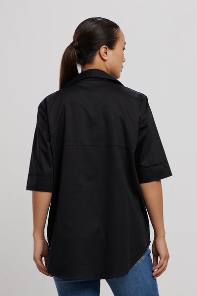 Pallavi Swadi Classic Black Shirt indian designer wear online shopping melange singapore
