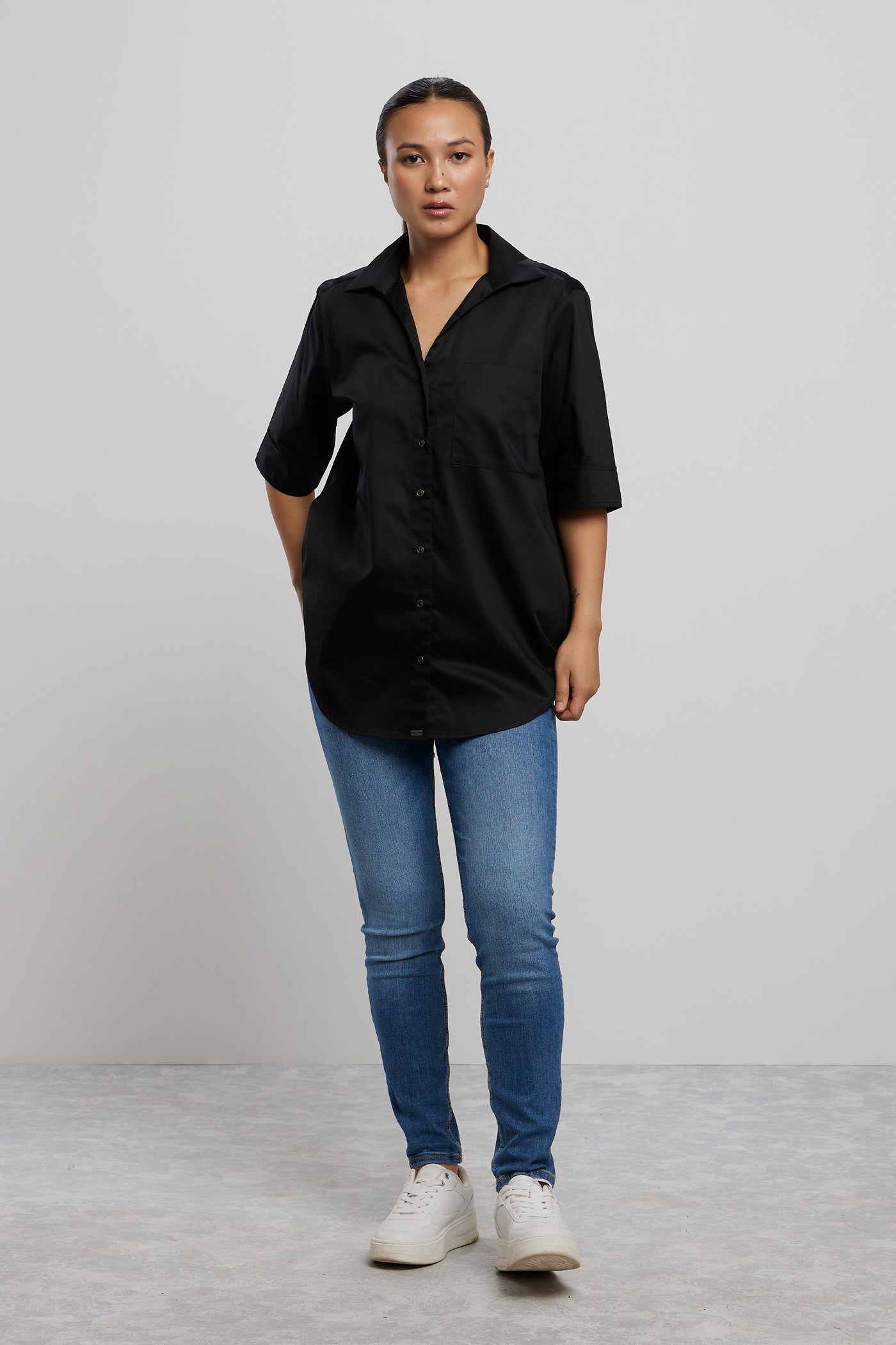 Pallavi Swadi Classic Black Shirt indian designer wear online shopping melange singapore
