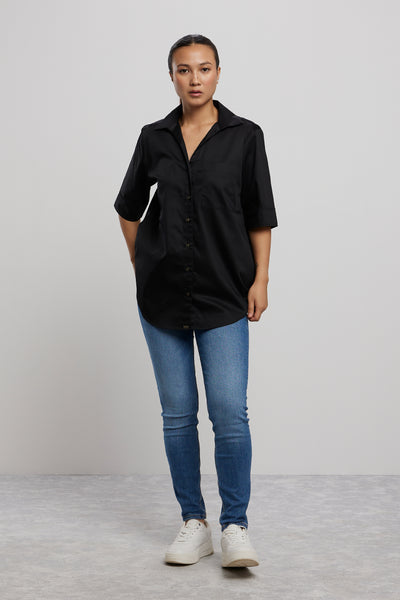 Pallavi Swadi Classic Black Shirt indian designer wear online shopping melange singapore
