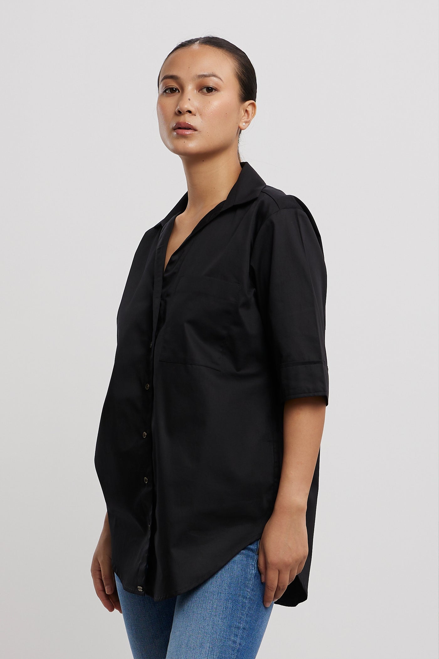 Pallavi Swadi Classic Black Shirt indian designer wear online shopping melange singapore
