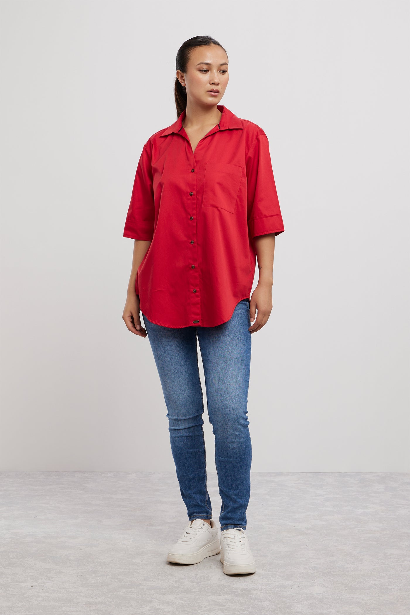 Pallavi Swadi Classic Red Shirt indian designer wear online shopping melange singapore