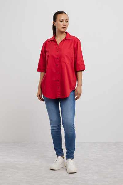 Pallavi Swadi Classic Red Shirt indian designer wear online shopping melange singapore