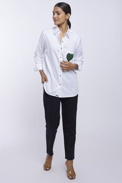 Pallavi Swadi Emerald Geometric Heart White Shirt indian designer online shopping melange singapore