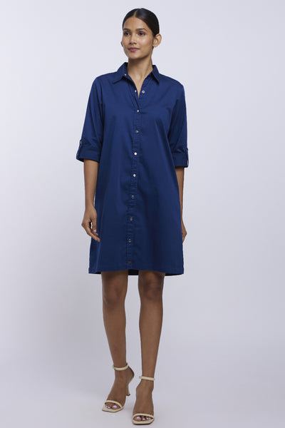 Pallavi Swadi Mid Night Blue Shirt Dress indian designer online shopping melange singapore