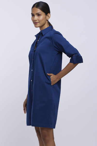 Pallavi Swadi Mid Night Blue Shirt Dress indian designer online shopping melange singapore