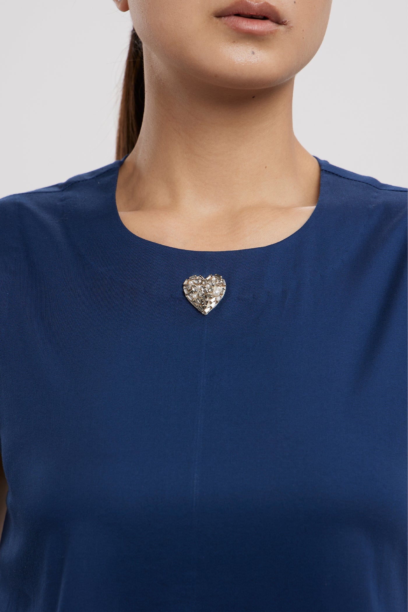 Pallavi Swadi Midnight Blue Baby Swarovski Heart Frill Dress indian designer wear online shopping melange singapore
