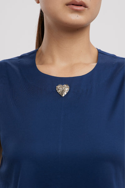 Pallavi Swadi Midnight Blue Baby Swarovski Heart Frill Dress indian designer wear online shopping melange singapore
