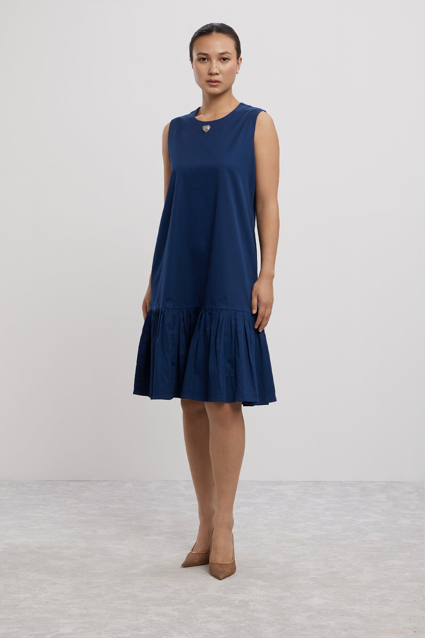 Pallavi Swadi Midnight Blue Baby Swarovski Heart Frill Dress indian designer wear online shopping melange singapore
