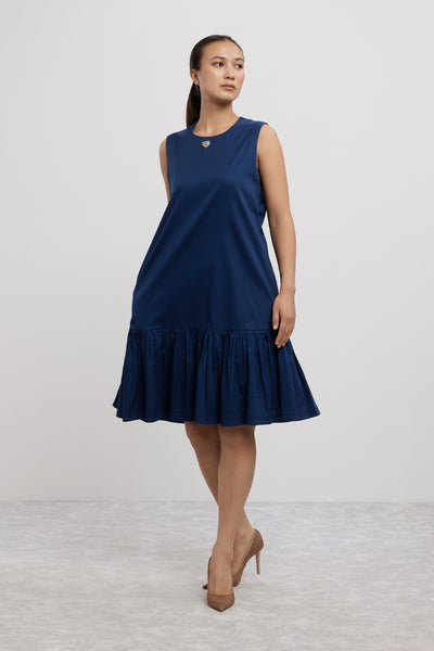 Pallavi Swadi Midnight Blue Baby Swarovski Heart Frill Dress indian designer wear online shopping melange singapore
