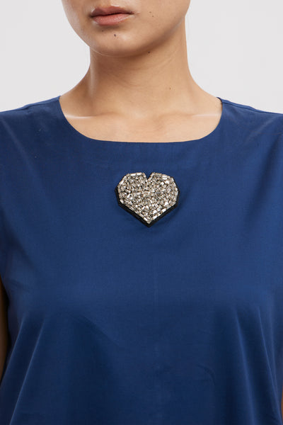 Pallavi Swadi Midnight Blue Big Swarovski Heart Frill Dress indian designer wear online shopping melange singapore