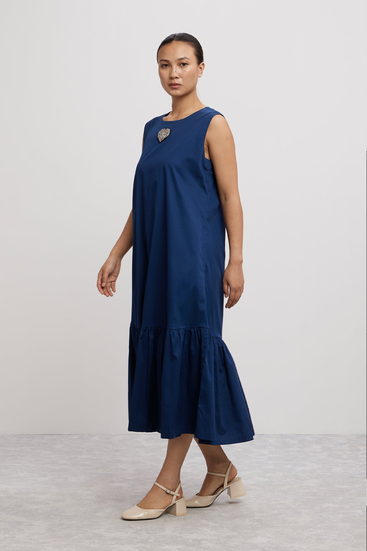 Pallavi Swadi Midnight Blue Big Swarovski Heart Frill Dress indian designer wear online shopping melange singapore