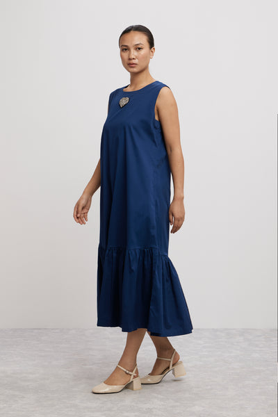 Pallavi Swadi Midnight Blue Big Swarovski Heart Frill Dress indian designer wear online shopping melange singapore