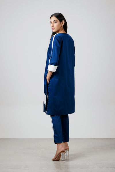 Pallavi Swadi Midnight Blue Stripe Kurta Set indian designer wear online shopping melange singapore