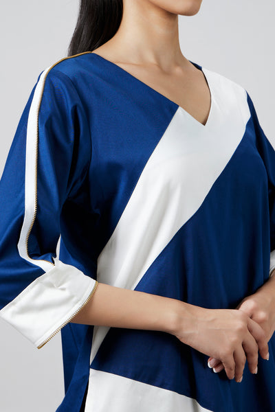 Pallavi Swadi Midnight Blue Stripe Kurta Set indian designer wear online shopping melange singapore