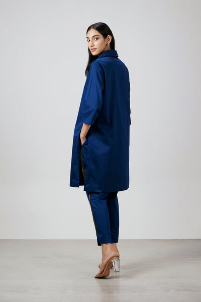 Pallavi Swadi Midnight Blue Zip Kurta Set indian designer wear online shopping melange singapore