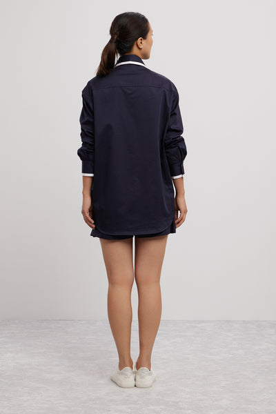 Pallavi Swadi Navy Tuxedo Shorts Set indian designer wear online shopping melange singapore