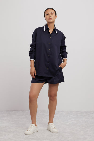 Pallavi Swadi Navy Tuxedo Shorts Set indian designer wear online shopping melange singapore