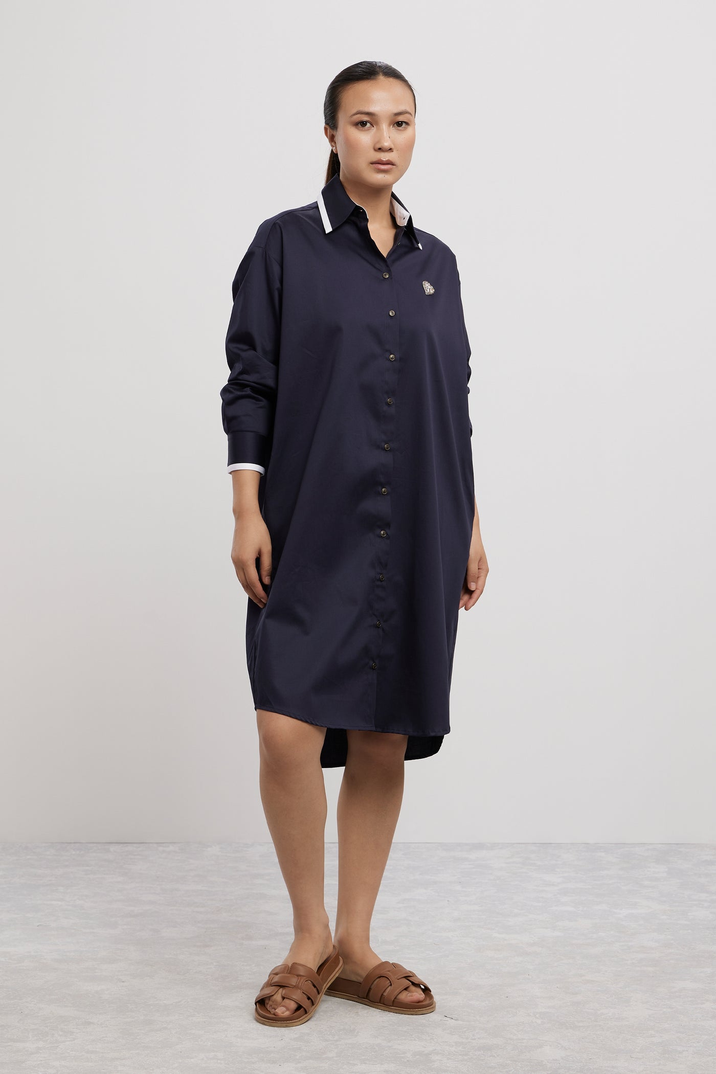 Pallavi Swadi Navy Tuxedo Swarovski Heart Shirt Dress indian designer wear online shopping melange singapore