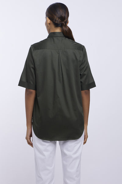 Pallavi Swadi Olive Flower Pocket Shirt indian designer online shopping melange singapore